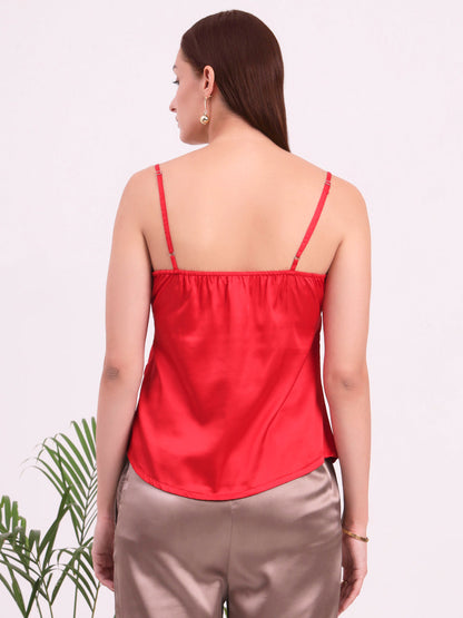 Women's European Satin V-Neck Sleeveless Top