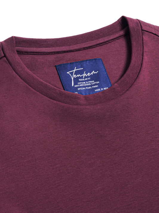 Mercerised Cotton T Shirt Interlock Regular Fit Wine