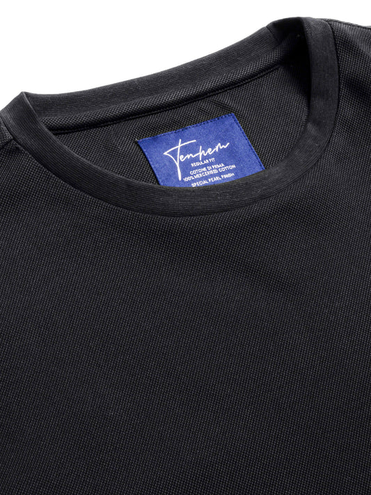 Mercerised Cotton T Shirt Pique Regular Fit Black