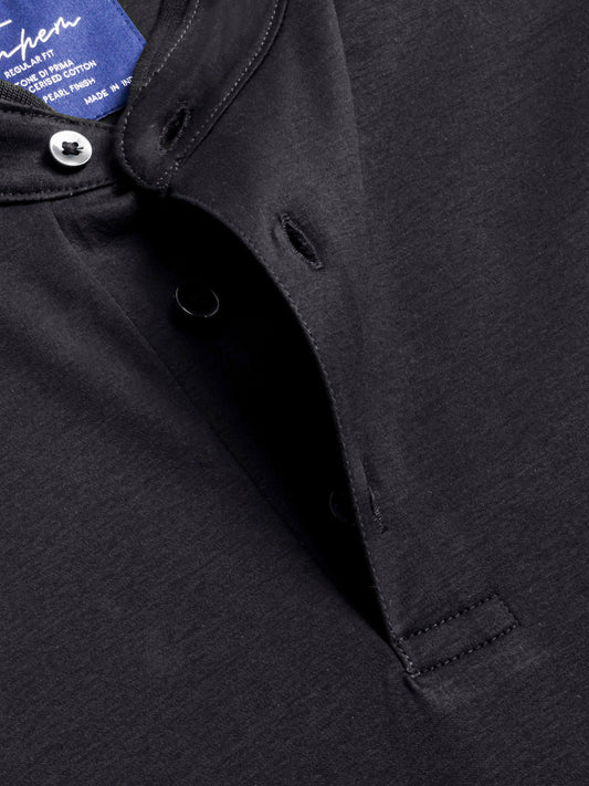 Mercerised Cotton Polo Shirt Interlock Regular Fit Black