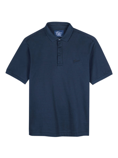 Mercerised Cotton Polo Shirt Interlock Regular Fit Navy