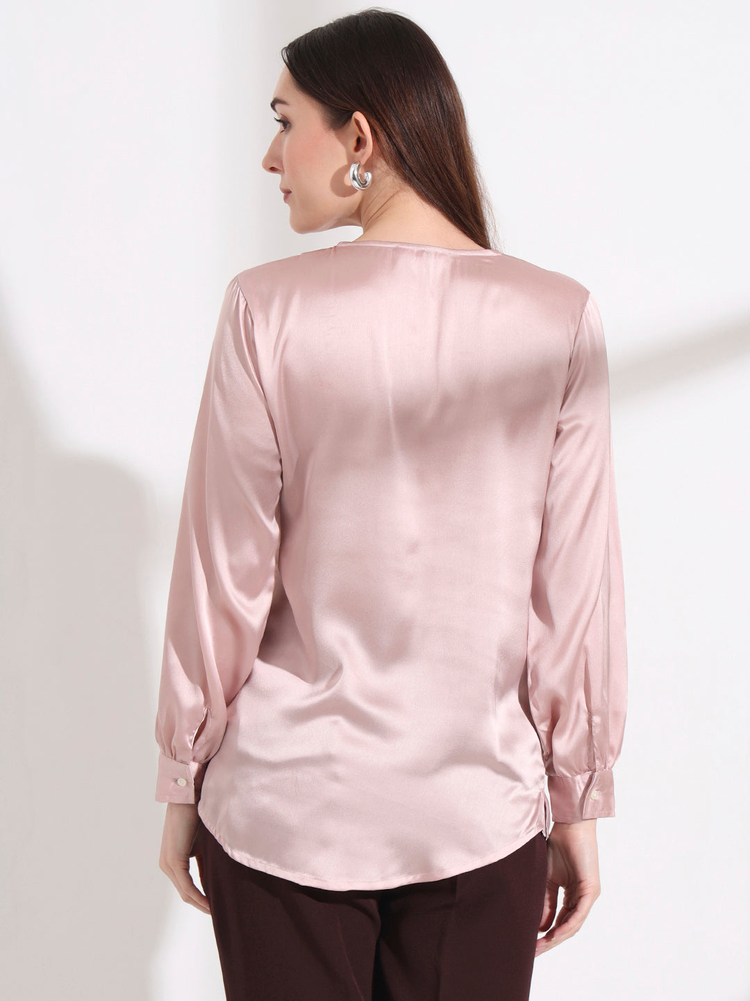 Summer Satin Orchid Pink Peter Pan Collar Top