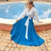 azure silk skirt set