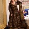 brown ajrakh angrakha suit set