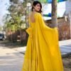 yellow bubble chanderi maxi set