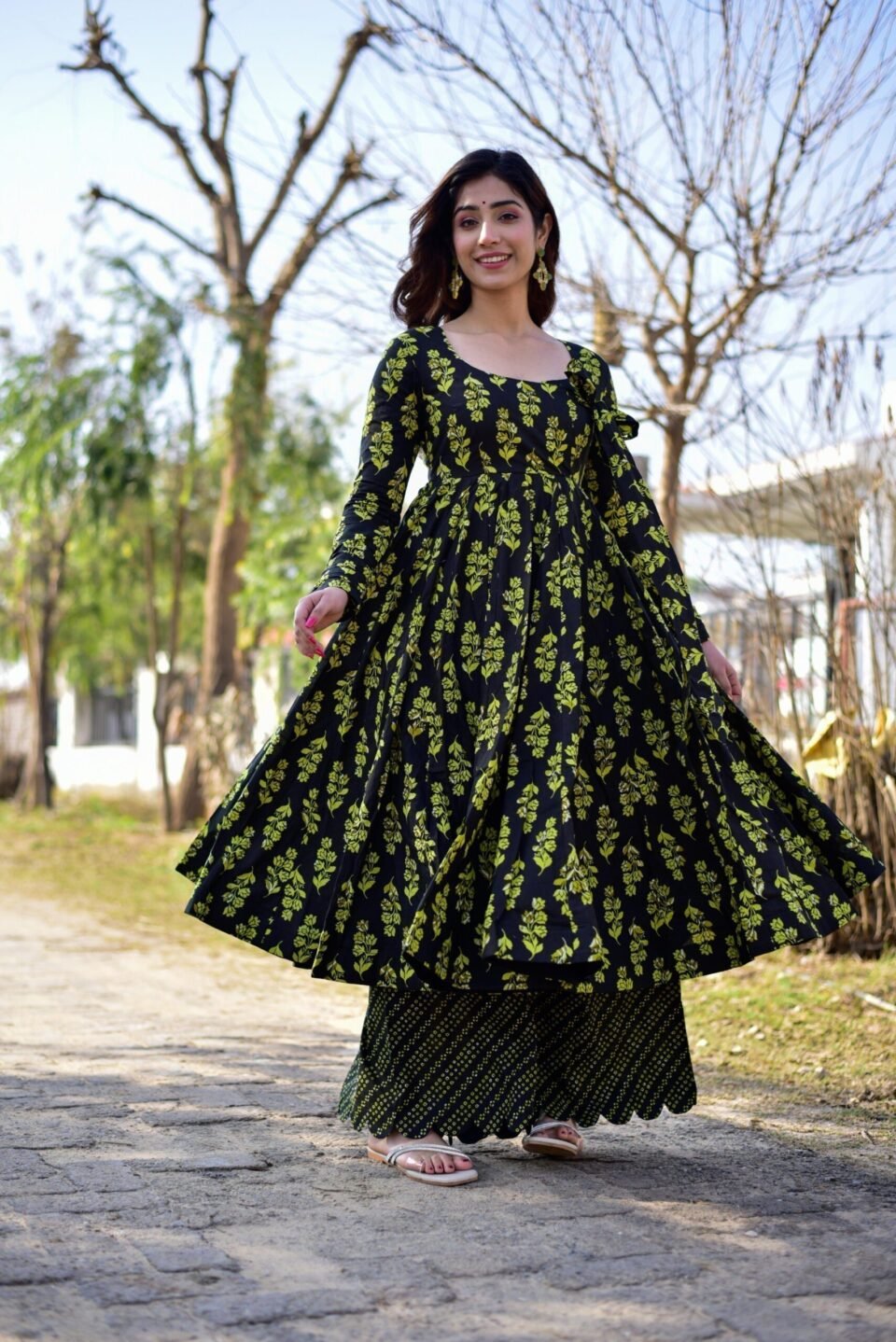 moonless black cotton suit set