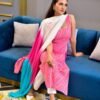 pink leheriya kurta set