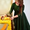 lush green silk suit set