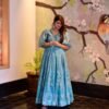 blue aura chanderi maxi set