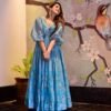 blue aura chanderi maxi set
