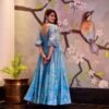 blue aura chanderi maxi set