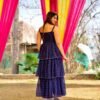 Blue georgette layered dress
