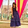 Blue georgette layered dress