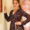 nusrat blue floral suit