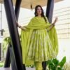 Mouni shibori green suit set