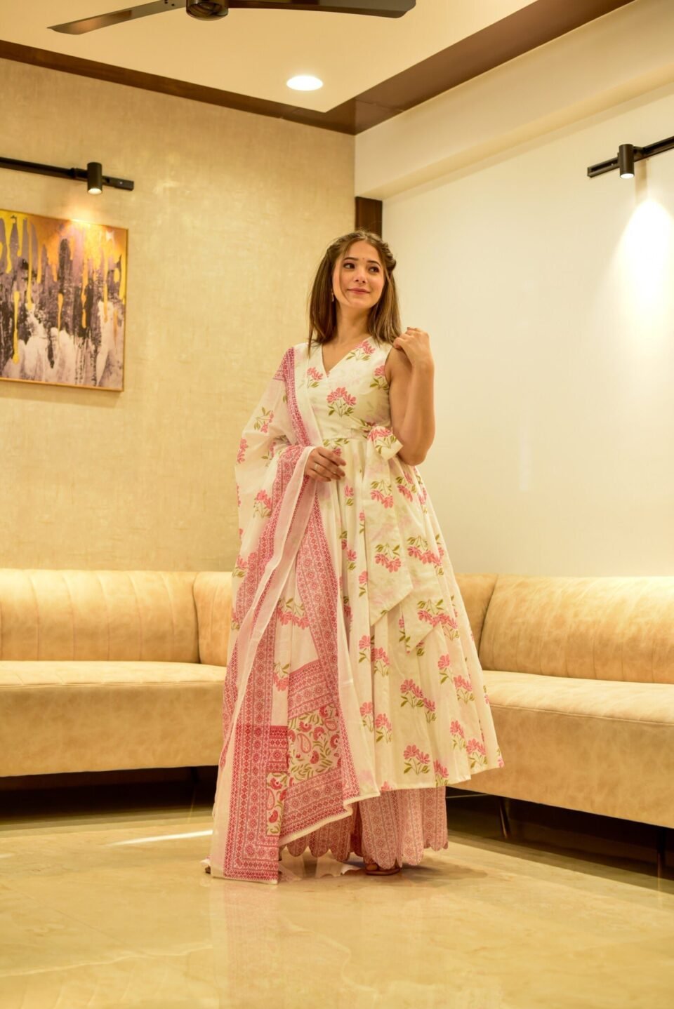 white & pink fairytale cotton suit set