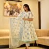 white & blue flora cotton suit set