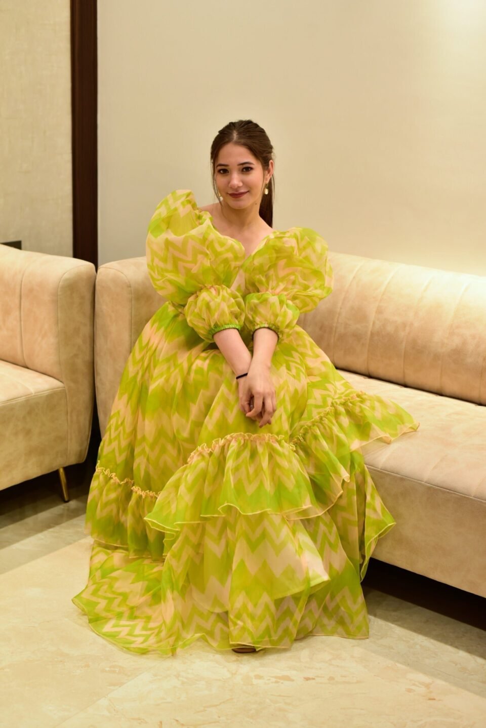 Elsa green organza dress