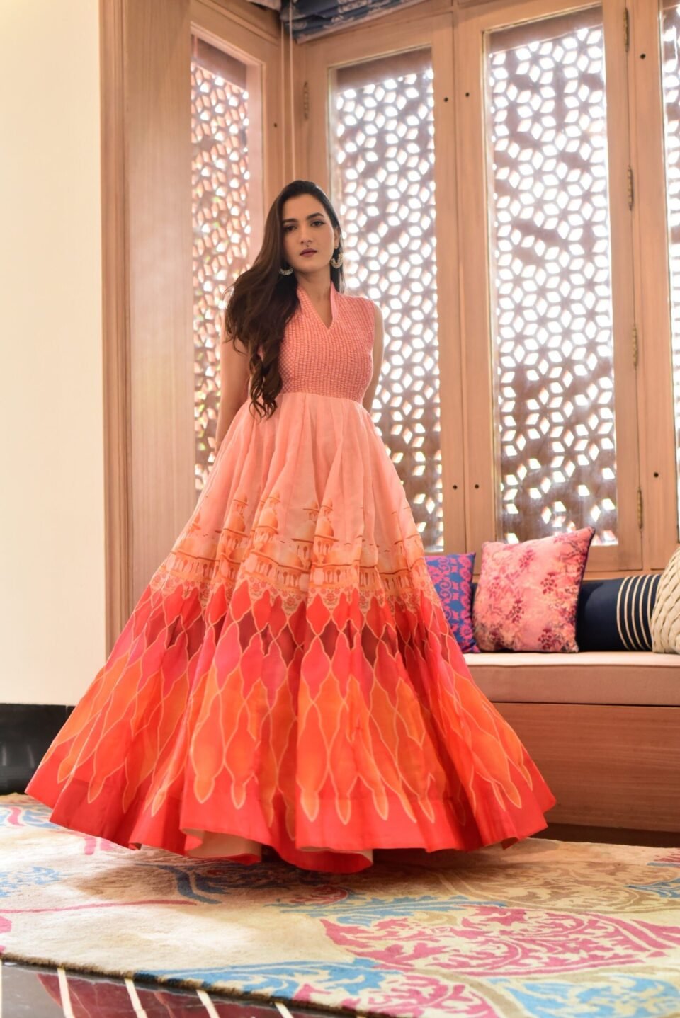 Aarvi orange chanderi maxi