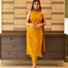 mustard chikankari kurta set