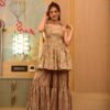 afiza light brown kurta sharara set