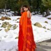 orange shimmer maxi set