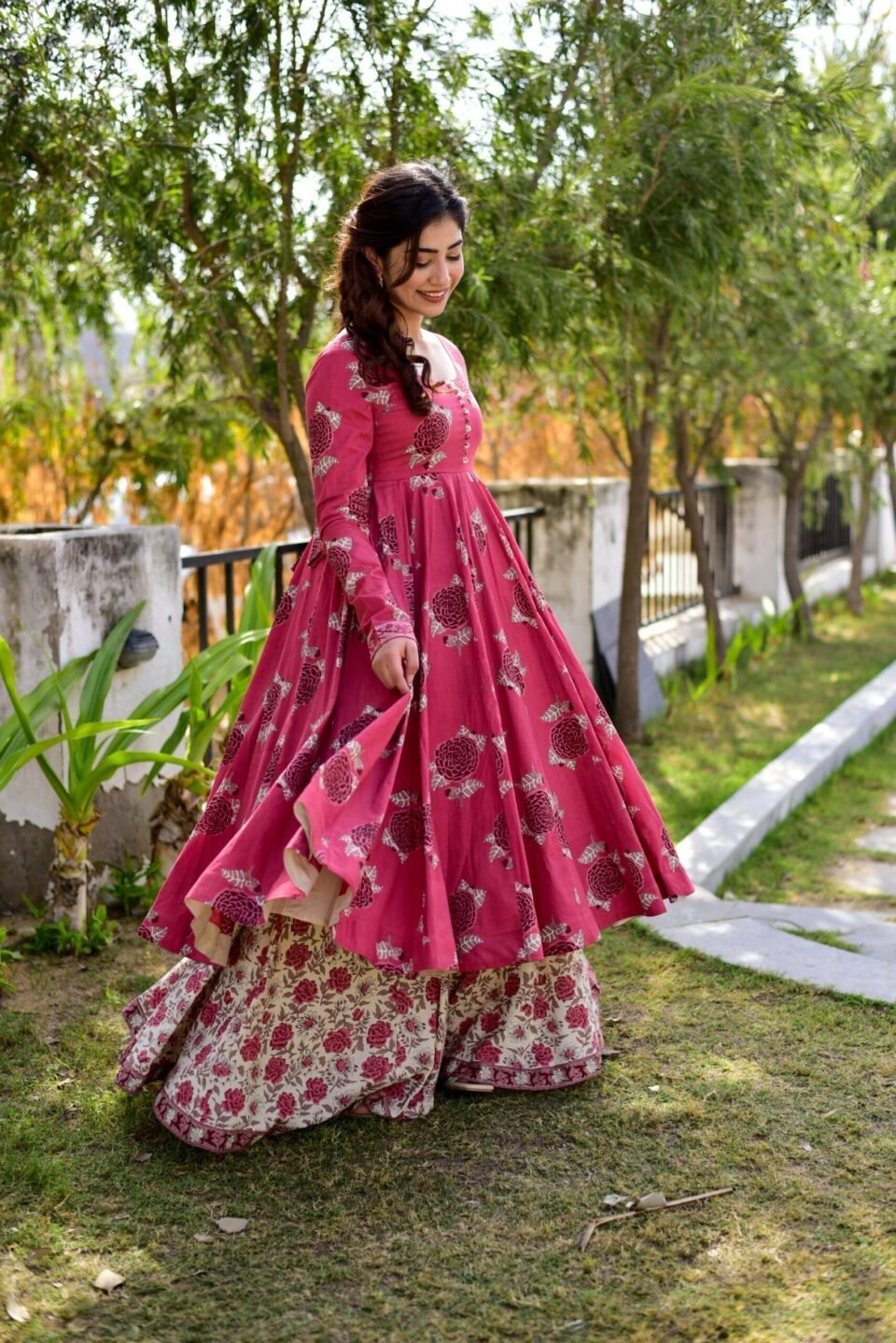 pink rhythm kurta palazzo set
