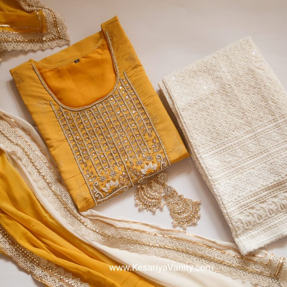 Kesariyavanity Haldi Ready Suit Set (3 Piece)