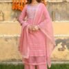 SALE: Onion Pink Handwork Romance Suit (3 piece)