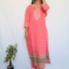 SALE: Carnation Pink Handwork Suit Set