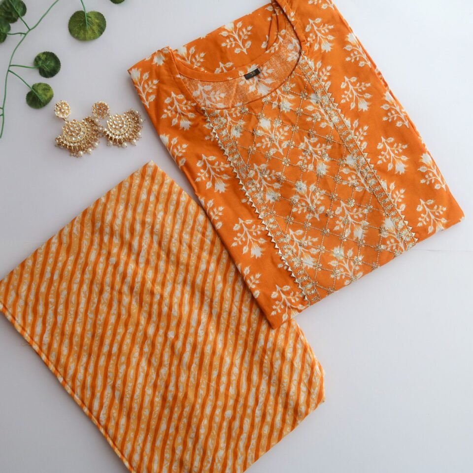 Mustard floral sequin Slim Fit Suit Set