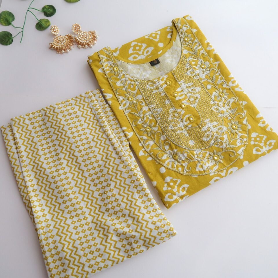 Mehendi Floral Mirror Slim Fit Suit Set