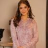 light peach straight kurta set