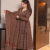 Brown ajrakh print cotton suit set