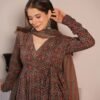 Brown ajrakh print cotton suit set