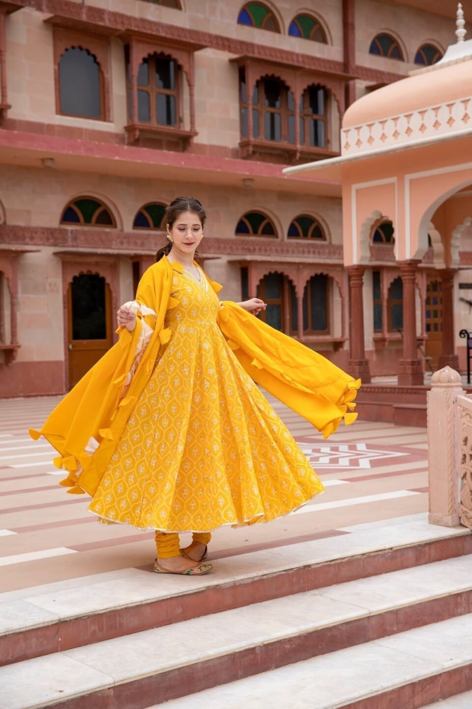 yellow customised dupatta set