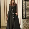 black embroidered shrug set