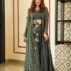 YADVI GREEN MUSLIN SHRUG SET