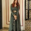 YADVI GREEN MUSLIN SHRUG SET