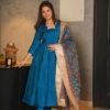 aqua blue silk suit set