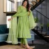 Falguni green georgette suit set