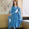 Blue floral pompom suit set