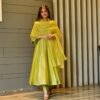 light green chanderi suit set