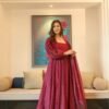 shanaya cherry maxi set with organza dupatta