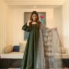 teal green silk maxi set