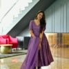 purple embroidered silk suit set