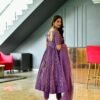 purple embroidered silk suit set