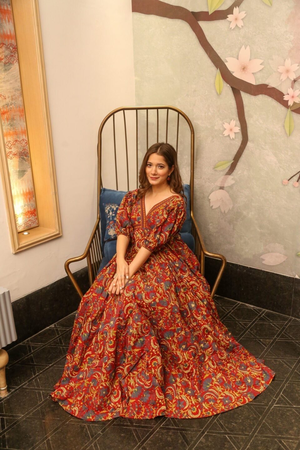 preksha maroon floral dress