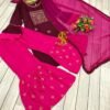 Women’s Rayon Embroidery work Kurta With Sharara Dupatta Set