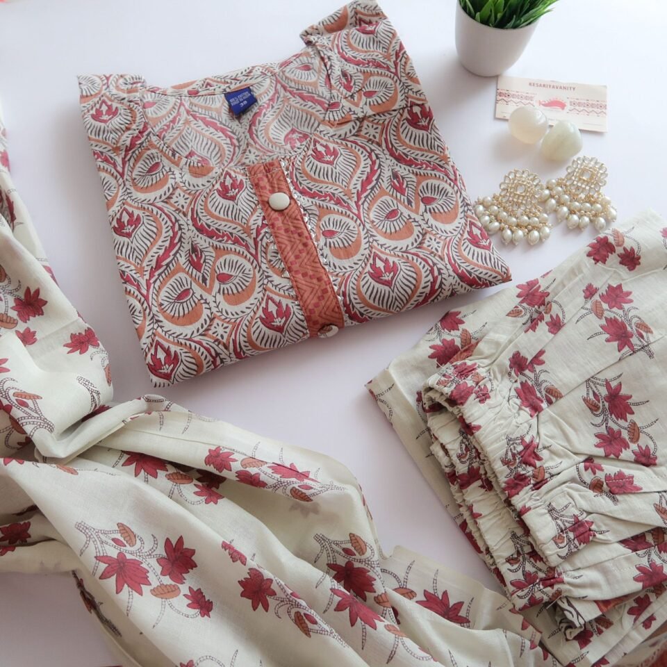 Brick Floral Red Suit Set